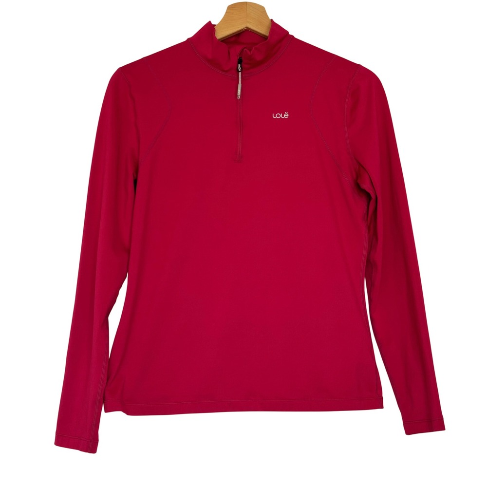 Lole Womens Long Sleeve Quarter Zip Athletic Top Athleisure Magenta SIze  M